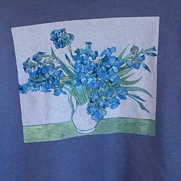 Mighty Fine Van Gogh Irises Tie Dye Blue Sweatshirt Size Small - Picture 4 of 5